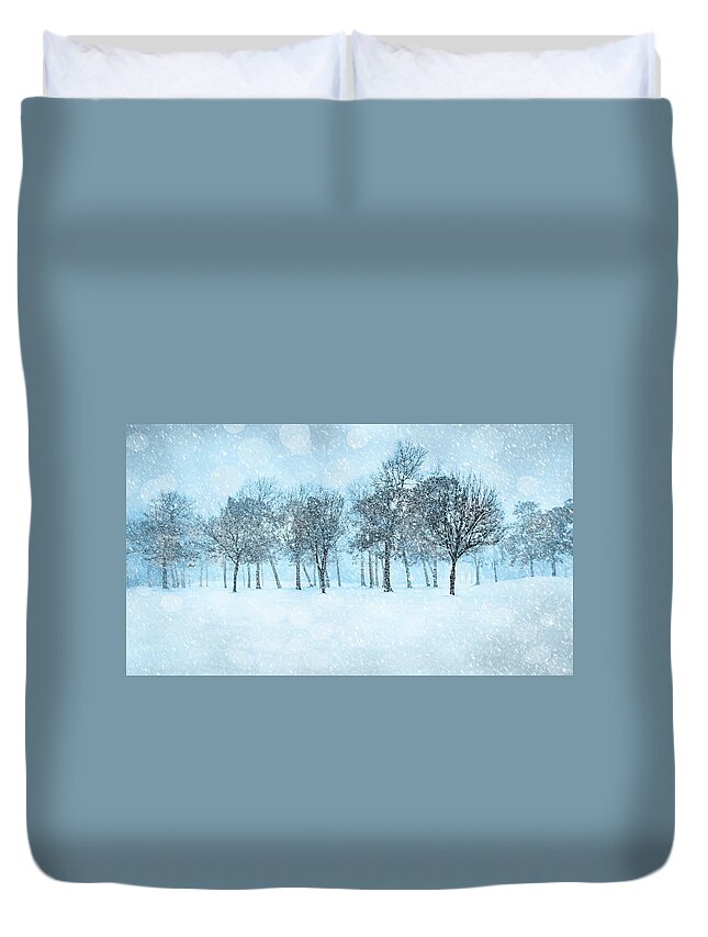 Winter Duvet Cover featuring the photograph Trees In Winter by Cathy Kovarik