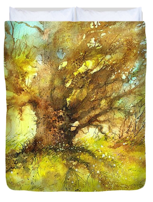 Tree Duvet Cover featuring the painting Trees by Nataliya Vetter