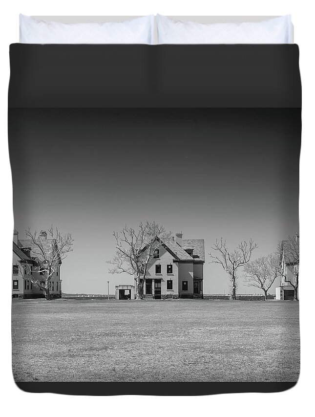 Trees Duvet Cover featuring the photograph Trees on Officers Row by Alan Goldberg