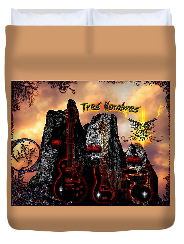 Tres Hombres Duvet Cover featuring the digital art Tres Hombres by Michael Damiani