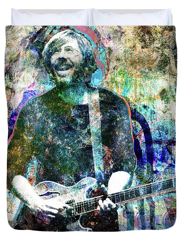 Rock N Roll Duvet Cover featuring the painting Trey Anastasio - Phish Original Painting Print by Ryan Rock Artist