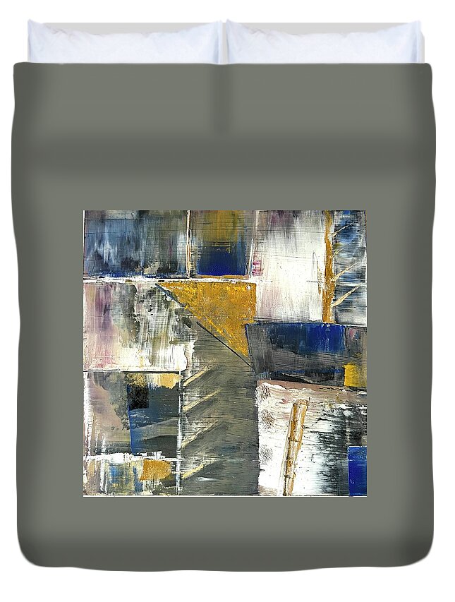 Abstract Duvet Cover featuring the painting Triangle by Sandra Lee Scott