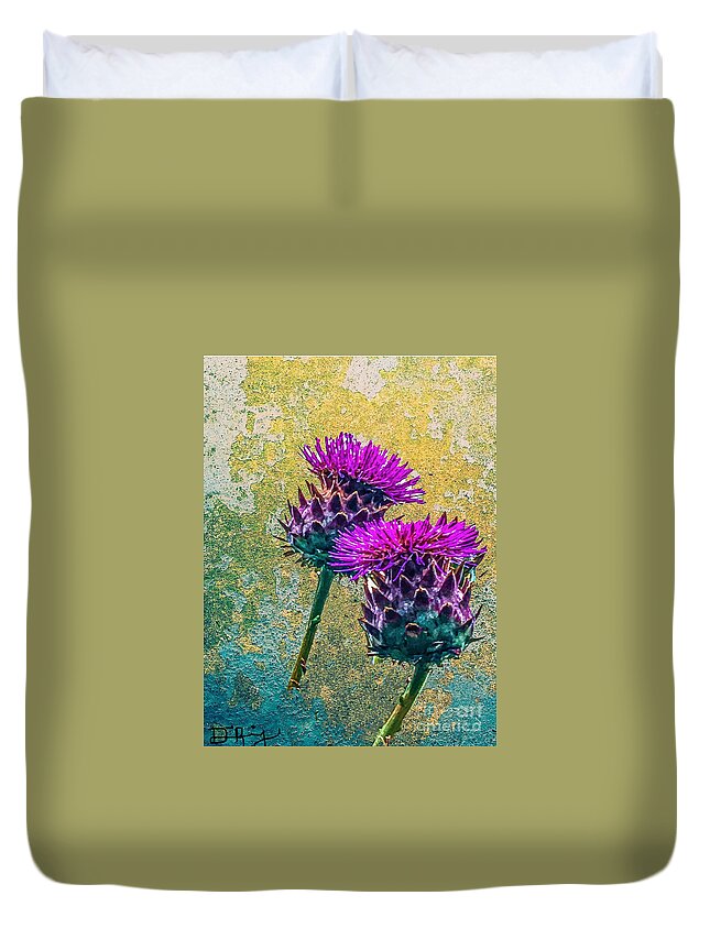 Thistles Duvet Cover featuring the digital art Trinity by Denise Railey