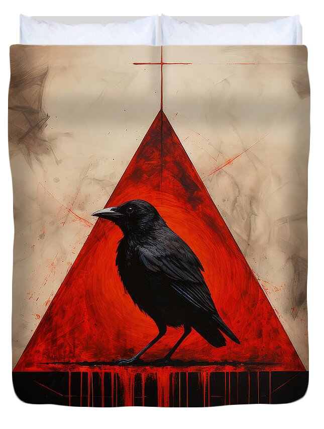 Edgar Allan Poe Duvet Cover featuring the painting Trinity of Rage by Lourry Legarde