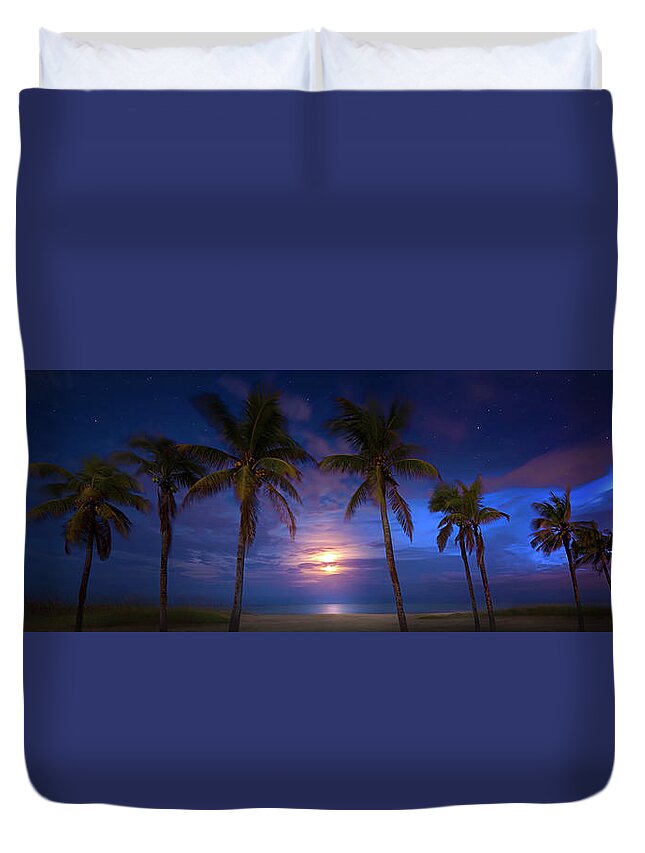 Moon Duvet Cover featuring the photograph Tropical Magic by Mark Andrew Thomas