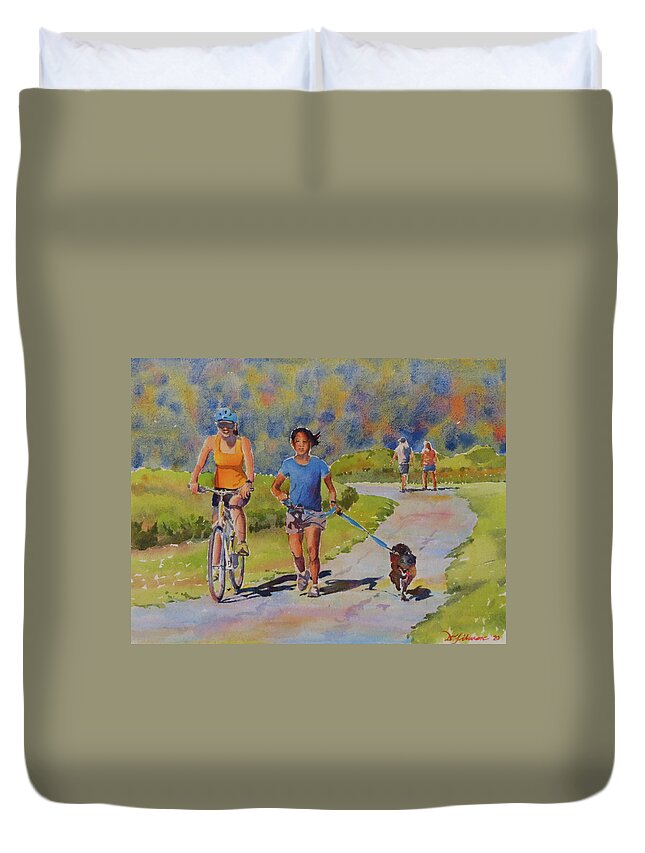Summer Duvet Cover featuring the painting Trotting at Lemoine Point by David Gilmore