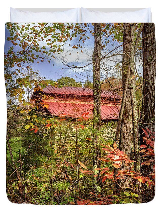 Andrews Duvet Cover featuring the photograph Tucked into Autumn by Debra and Dave Vanderlaan