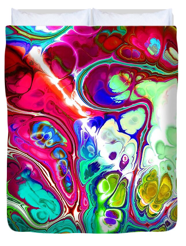Colorful Duvet Cover featuring the digital art Tukiran - Funky Artistic Colorful Abstract Marble Fluid Digital Art by Sambel Pedes