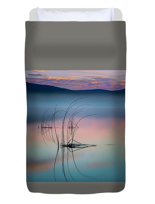Tule Duvet Cover featuring the photograph Tule Reflections by Mike Lee