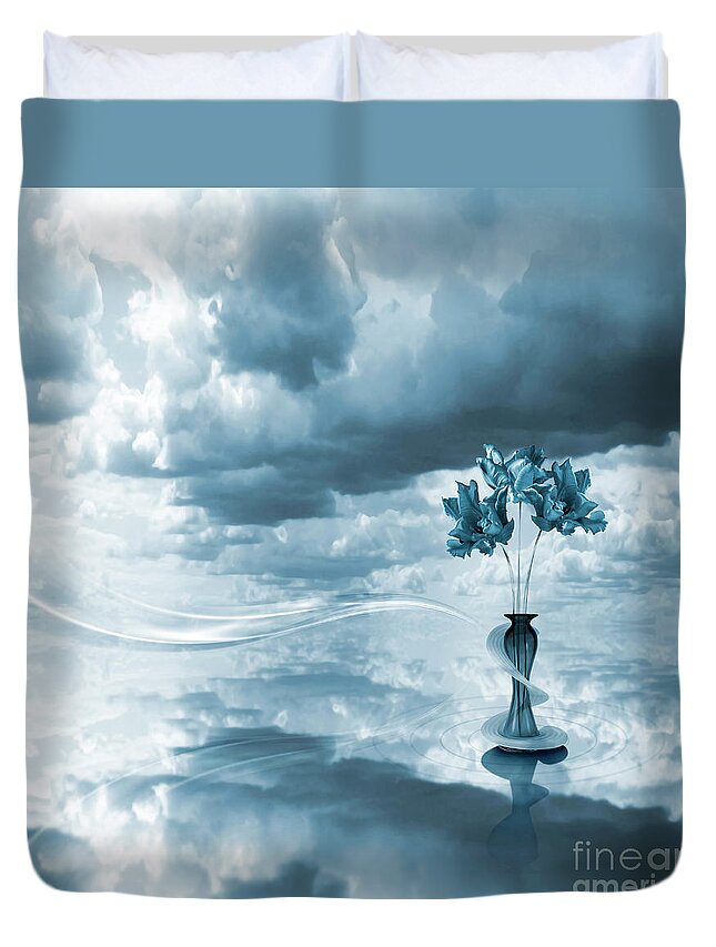 Movement Duvet Cover featuring the digital art Tulips in the sky by Johnny Hildingsson