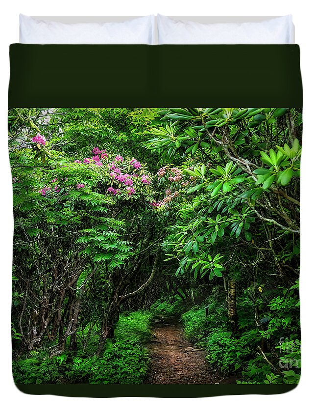 Craggy Gardens Duvet Cover featuring the photograph Tunnel of Rhododendrons by Shelia Hunt