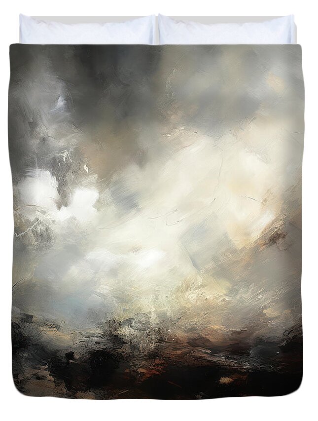 Dreamscapes Duvet Cover featuring the painting Turbulence 4 Atmospheric Abstract Painting by Jai Johnson