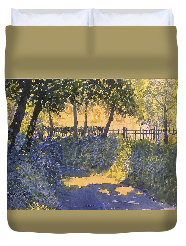 Watercolour Duvet Cover featuring the painting Sunshine and Shadows on Turkey Lane by Glenn Marshall