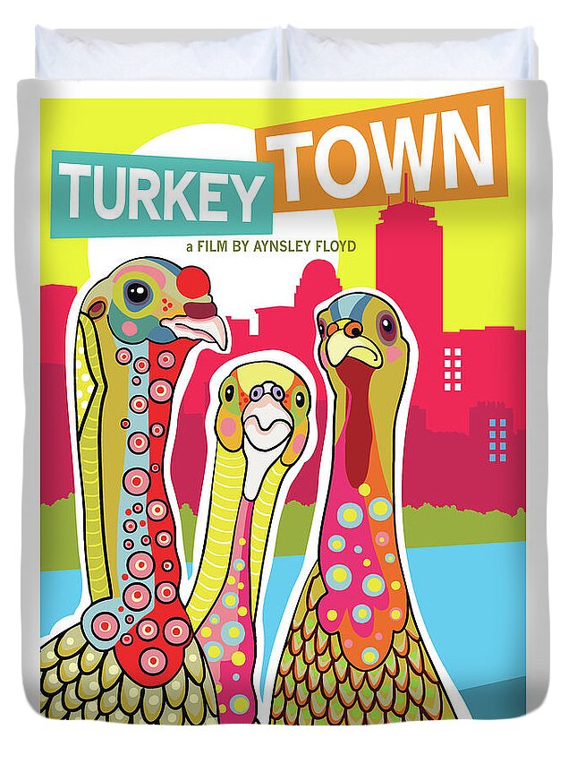  Duvet Cover featuring the digital art Turkey Town by Caroline Barnes