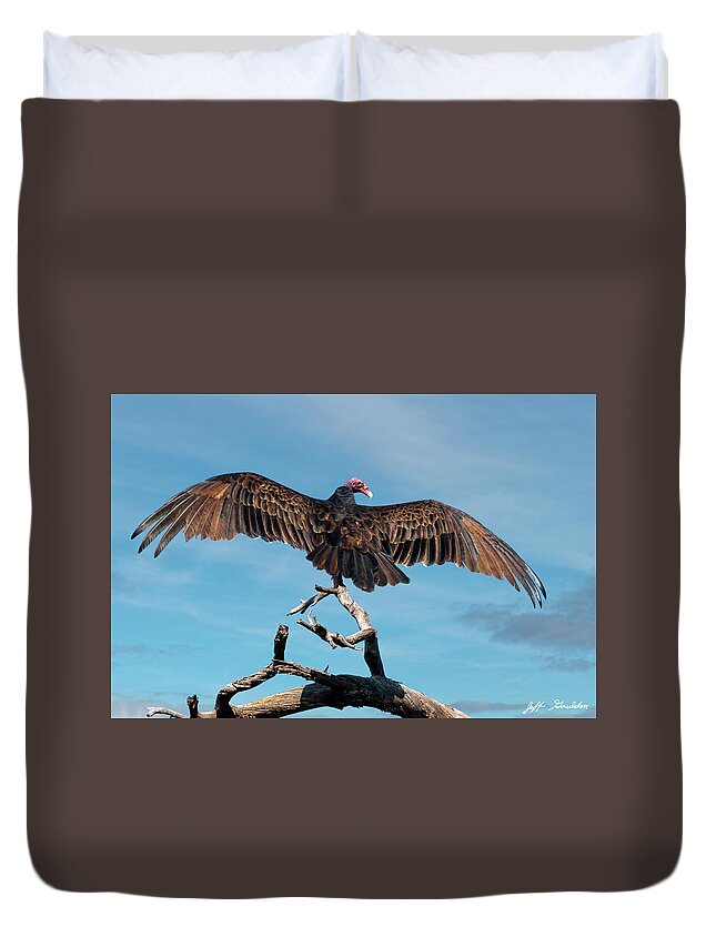 Adult Duvet Cover featuring the photograph Turkey Vulture Perched in a Dead Tree by Jeff Goulden