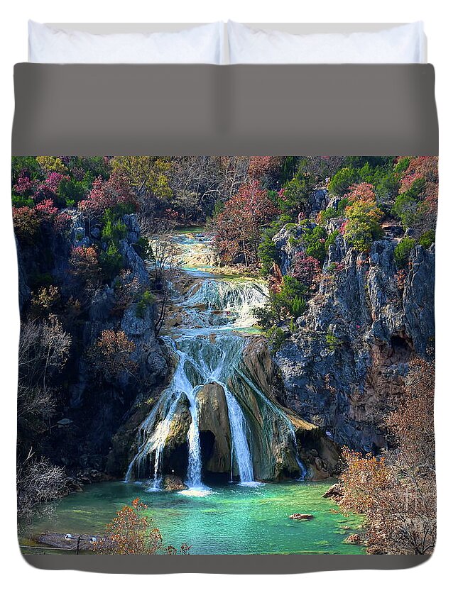 Landscape Photography Duvet Cover featuring the photograph Turner Falls by Diana Mary Sharpton