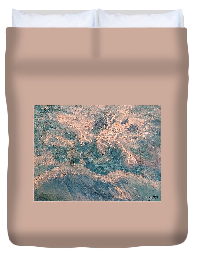  Turbulent Sea Duvet Cover featuring the painting Turquoise Storm by Christina Knight