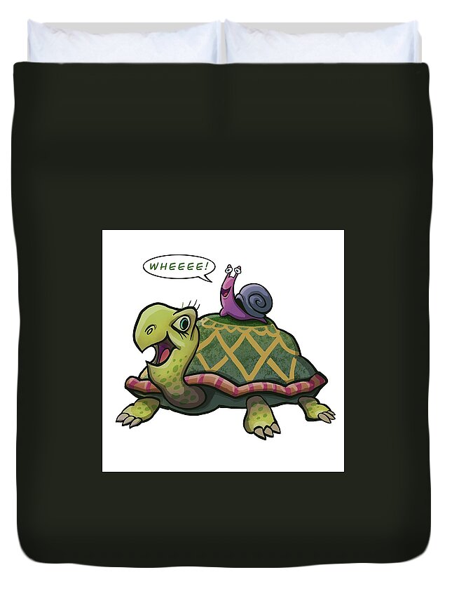 Turtle Snail Duvet Cover featuring the digital art Turtle and Snail by Don Morgan