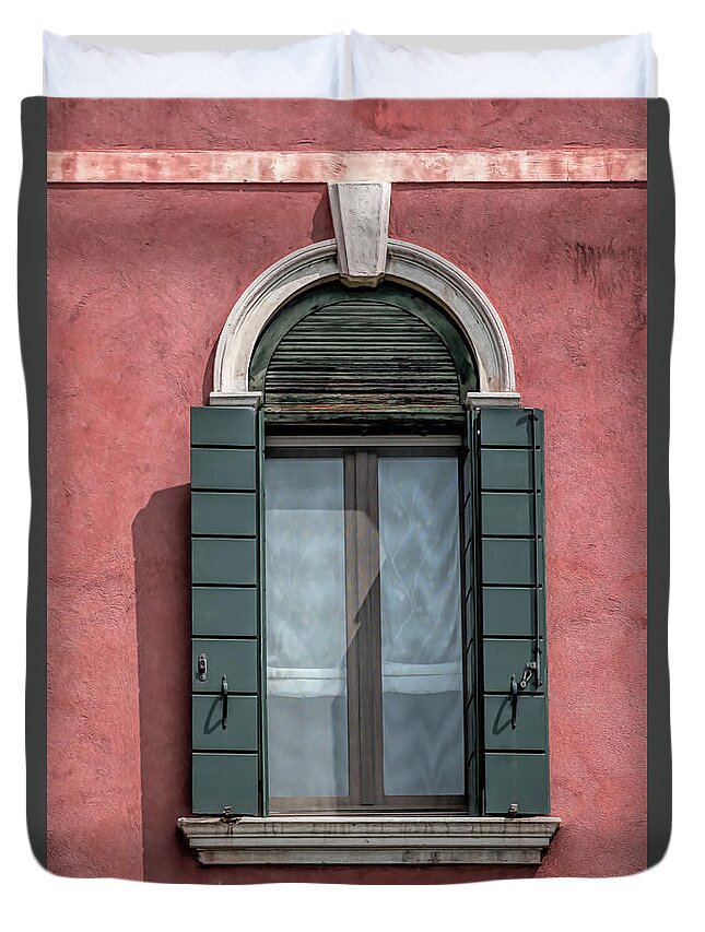 Window Duvet Cover featuring the photograph Tuscany Weathered Window by David Letts