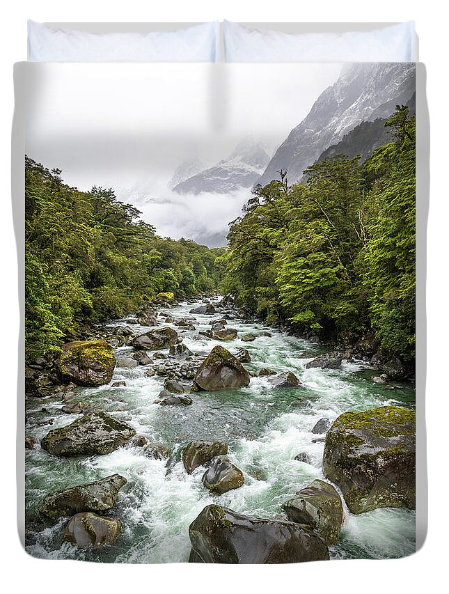 Tutoko River Duvet Cover featuring the photograph Tutoko River by Racheal Christian