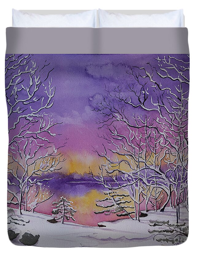 Aparnagallery Duvet Cover featuring the painting Twilight by Aparna Pottabathni