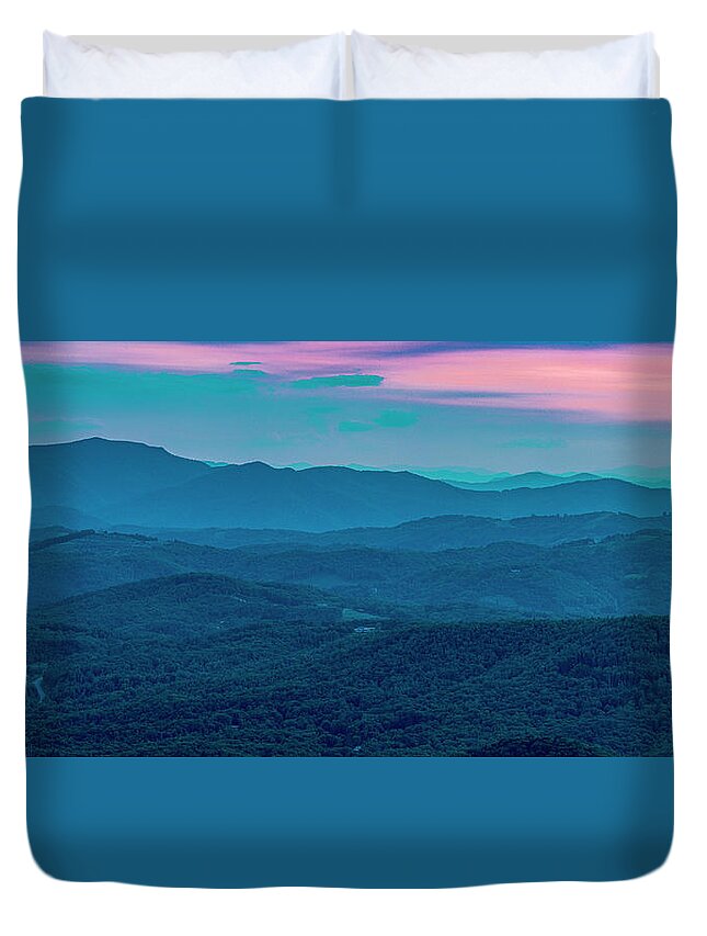 Blue Ridge Mountains Duvet Cover featuring the photograph Twilight by Melissa Southern