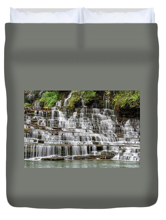 Twin Falls Duvet Cover featuring the photograph Twin Falls 22 by Phil Perkins