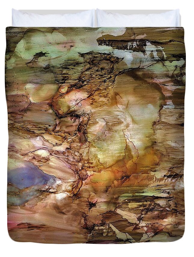 Abstract Duvet Cover featuring the painting Twister by Angela Marinari