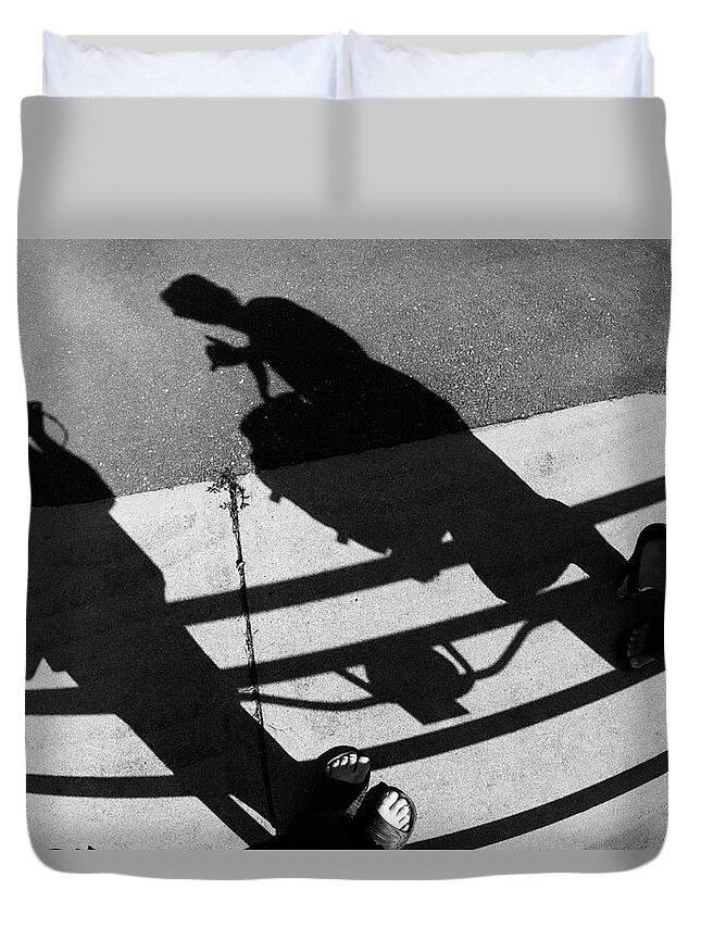 Waiting Duvet Cover featuring the photograph Two Feet by Jim Whitley