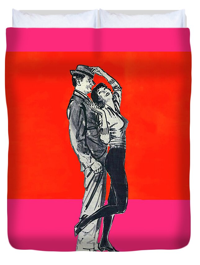 Two Duvet Cover featuring the painting ''Two for the Seesaw'', 1962, movie poster painting by Movie World Posters