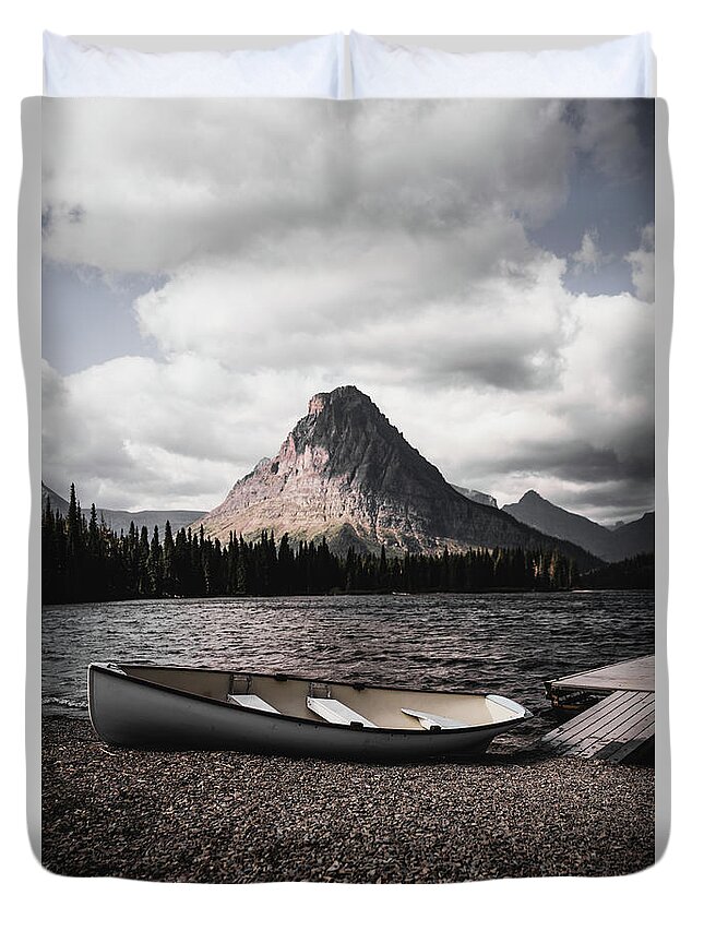  Duvet Cover featuring the photograph Two Medicine Canoe by William Boggs