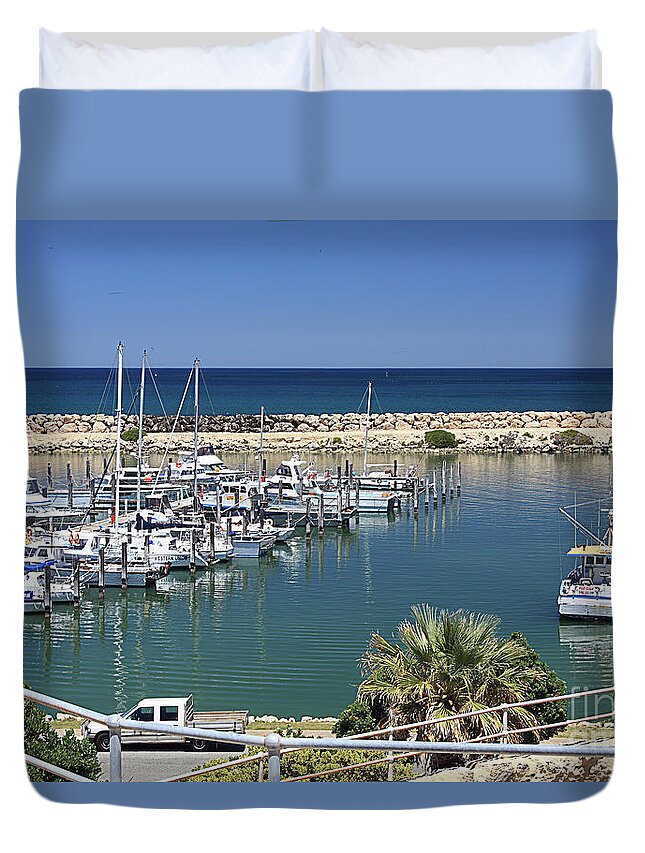Boats Duvet Cover featuring the photograph Two Rocks Marina, Western Australia by Elaine Teague