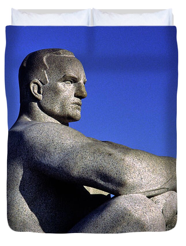 Sculpture Duvet Cover featuring the photograph Two seated men by Robert Douglas