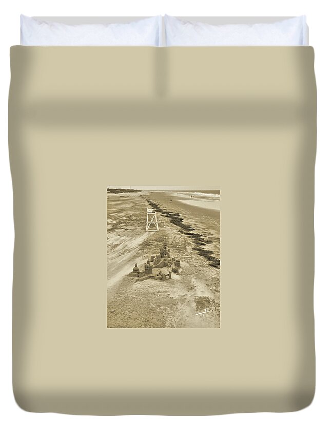 Tybee Island Duvet Cover featuring the photograph Tybee Island Beach Sand Castle I by Theresa Fairchild