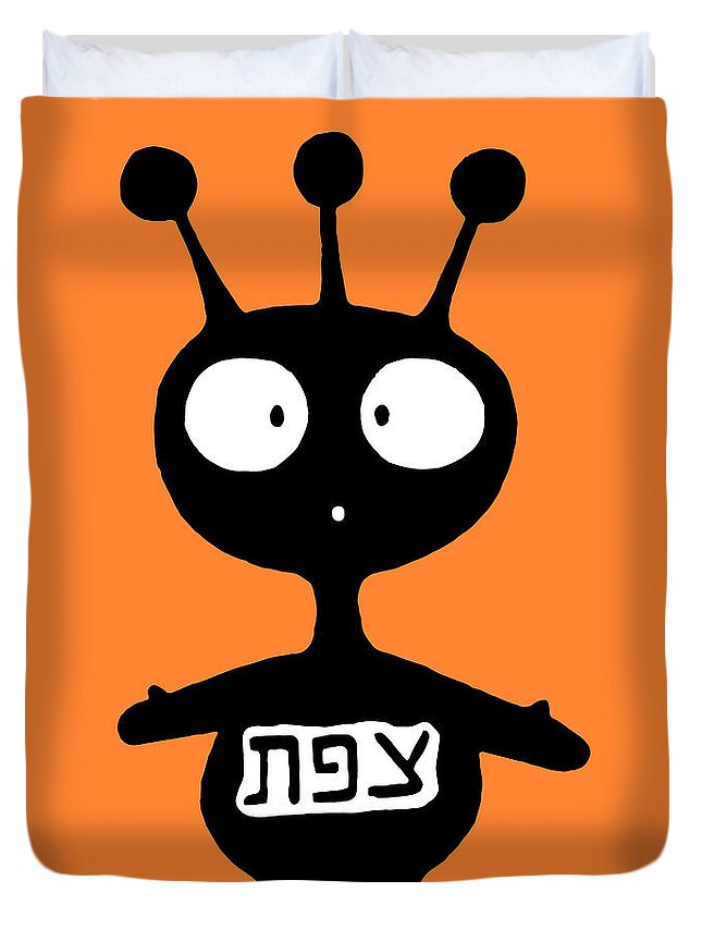 Tzfat Duvet Cover featuring the painting Tzfat the Dot by Yom Tov Blumenthal