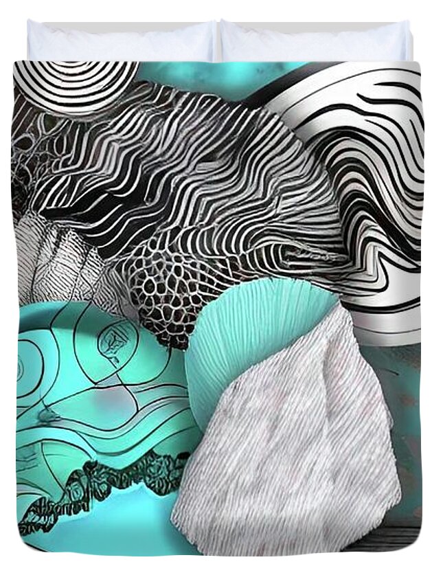 Aqua Duvet Cover featuring the digital art Undersea Garden II by Bonnie Bruno