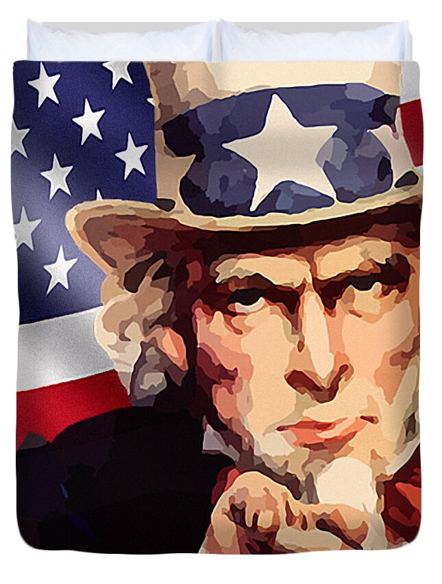 Alabama Duvet Cover featuring the mixed media Uncle Sam Wants You by JM Flagg