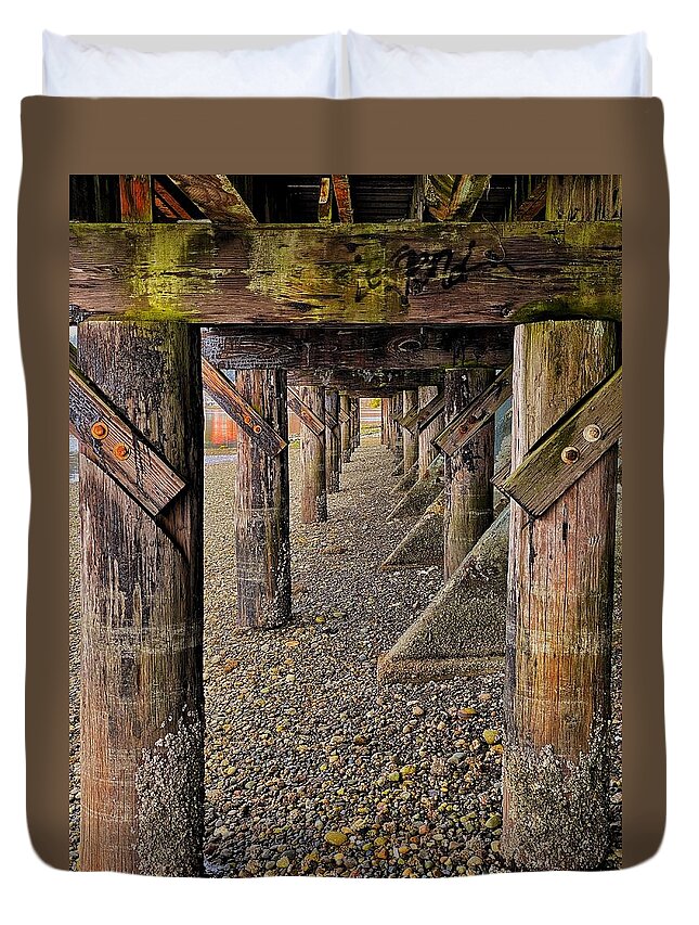 Boardwalk Duvet Cover featuring the photograph Under the Boardwalk by Jerry Abbott