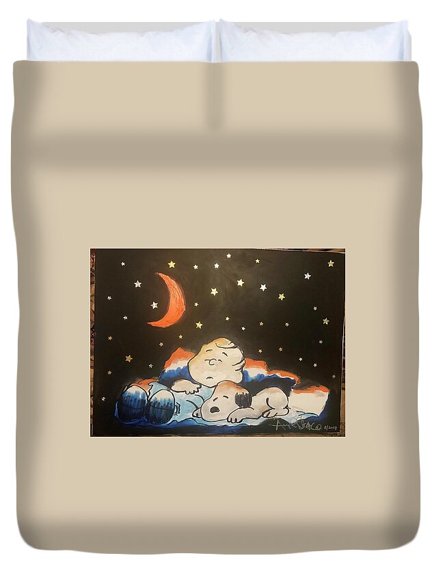  Duvet Cover featuring the painting Under the Stars by Angie ONeal