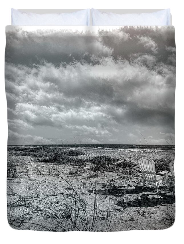 Clouds Duvet Cover featuring the photograph Under White Clouds Postcard by Debra and Dave Vanderlaan