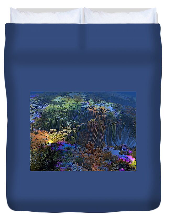 Fractal Mandelbulb Mandelbulb3d Undersea Landscape Colorful Abstract Duvet Cover featuring the digital art Undersea Landscape by Blair Gibb