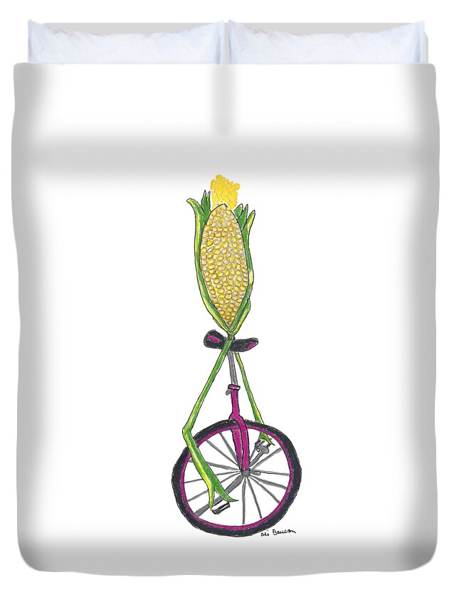 Corn Duvet Cover featuring the drawing Uni-Corn by Ali Baucom