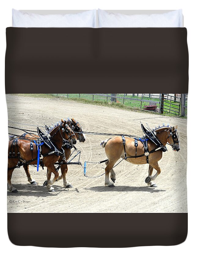 Horses Duvet Cover featuring the photograph Unicorn Class at the Draft Horse Expo by Kae Cheatham