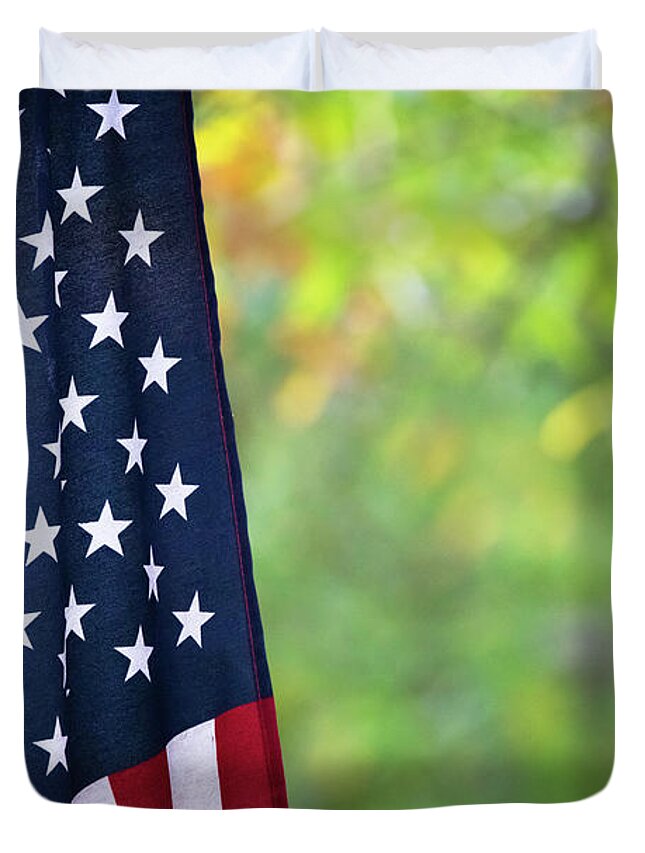 American Flag Duvet Cover featuring the photograph United States Of America by Doug Sturgess