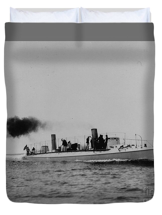 Newest Duvet Cover featuring the photograph United States Torpedo-Boat f5 by Historic Illustrations