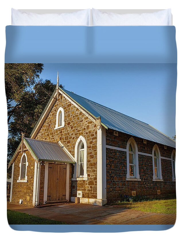 Architecture Duvet Cover featuring the photograph Uniting Church, Bridgetown by Elaine Teague