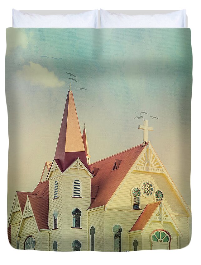 Tasmania Duvet Cover featuring the photograph Uniting Church, Penguin, Tasmania, Australia 2 by Elaine Teague