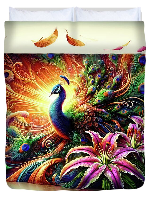 Cosmos Duvet Cover featuring the digital art Universe Feather Fantasy by Bill and Linda Tiepelman