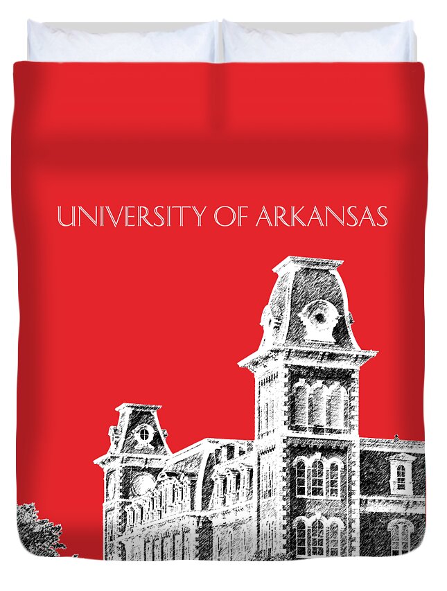 University Duvet Cover featuring the digital art University of Arkansas - Red by DB Artist