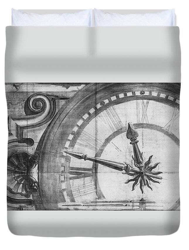 Paul Philippe Cret Duvet Cover featuring the mixed media University of Texas Main Building by Paul Philippe Cret
